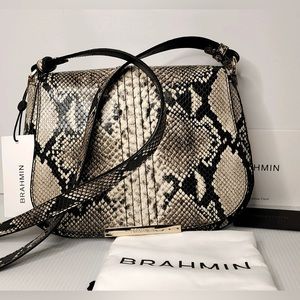 Brahmin SMALL NADINE Crossbody in Caviar Felix-Italian Python Embossed Leather